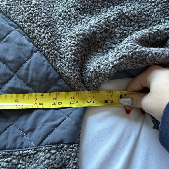 Womens Size XL Fleece Jacket Gray Blue Zip Pockets Winter Fall High Neck - Picture 5 of 9